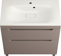 Style Line Тумба с кварцевой раковиной жасмин Остин 80 тауп темный – фотография-1